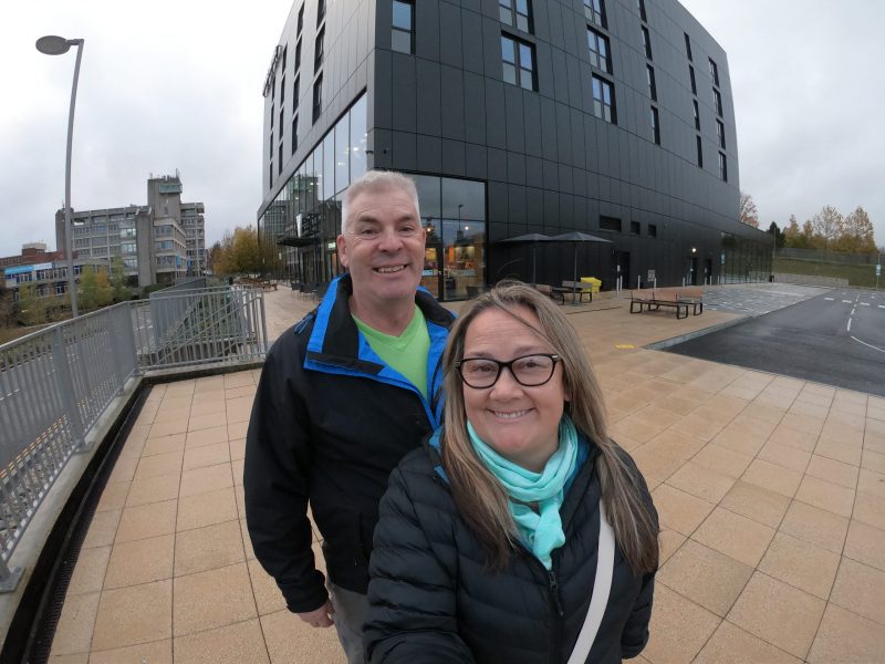 Paul and Carole outside the Village Hotel Basingstoke