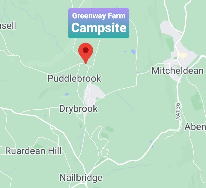 Greenway Farm Campsite Puddlebrook Forest of Dean Gloucestershire Map