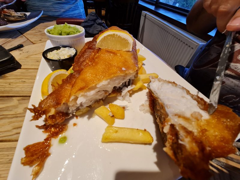 extra large whale fish and chips White Hart Pub Inn Motorhome Stopover