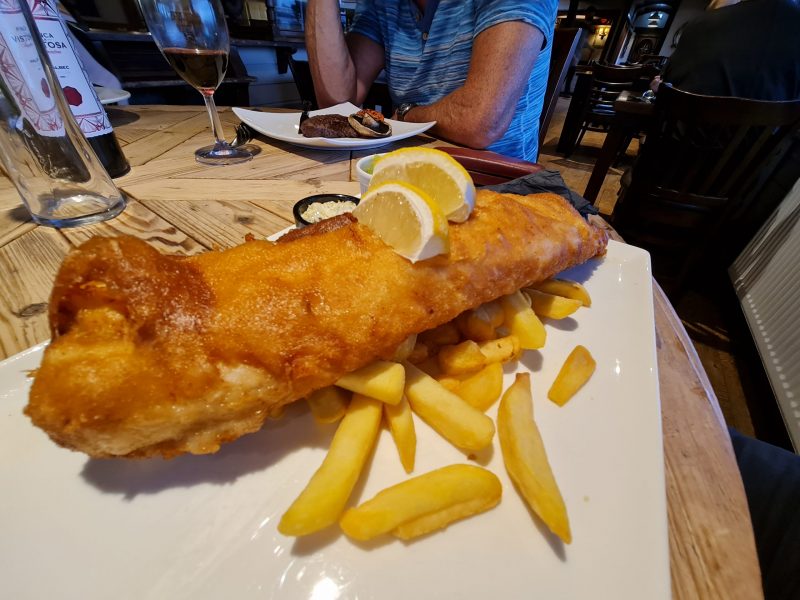 extra large whale fish and chips White Hart Pub Inn Motorhome Stopover