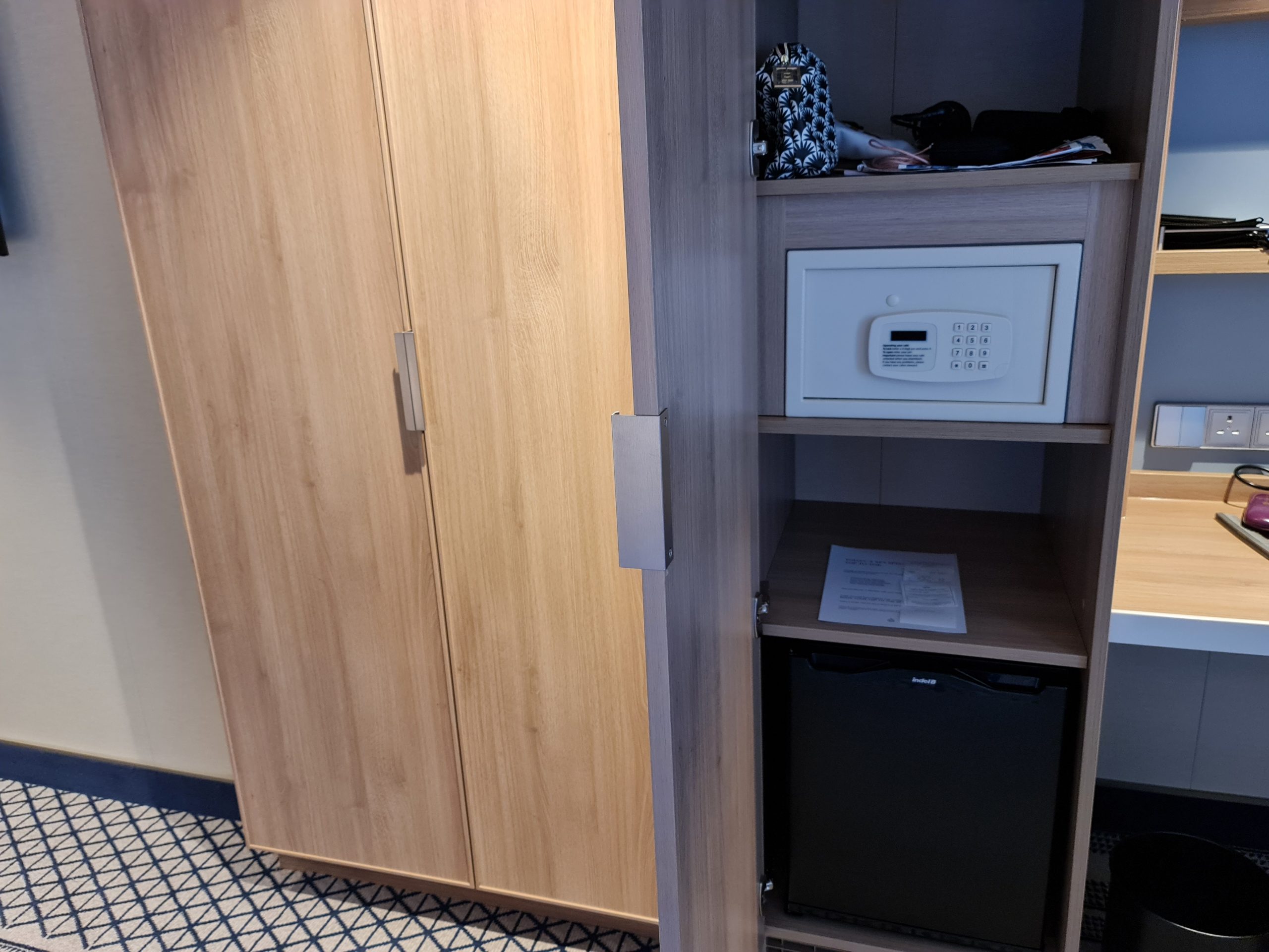 P&O Iona Accessible Balcony Cabin 12514 Review Storage space wardrobes and cupboards