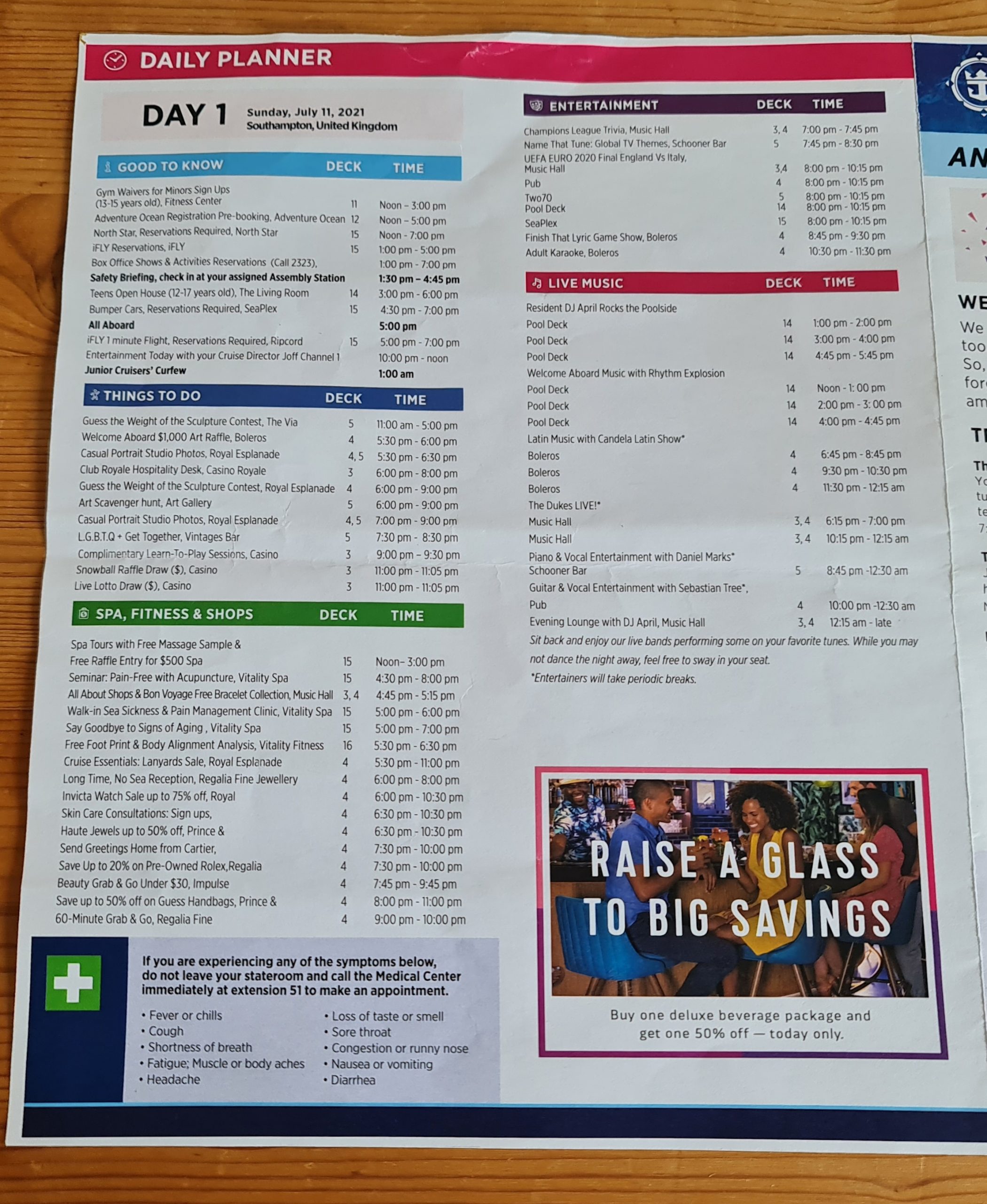 Royal Caribbean Anthem of the Seas Cruise Compass Daily Program