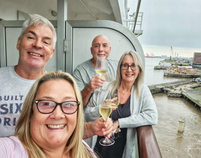 Balcony sail away Liverpool Cunard Queen Elizabeth Cruise Ship