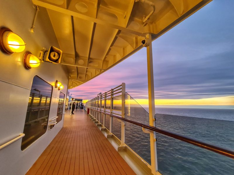 Sunset Cunard Queen Elizabeth Cruise Ship