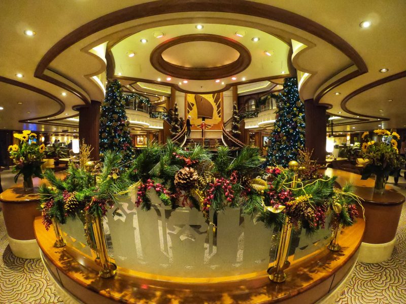 Cunard Christmas Cruises Grand Lobby decorations