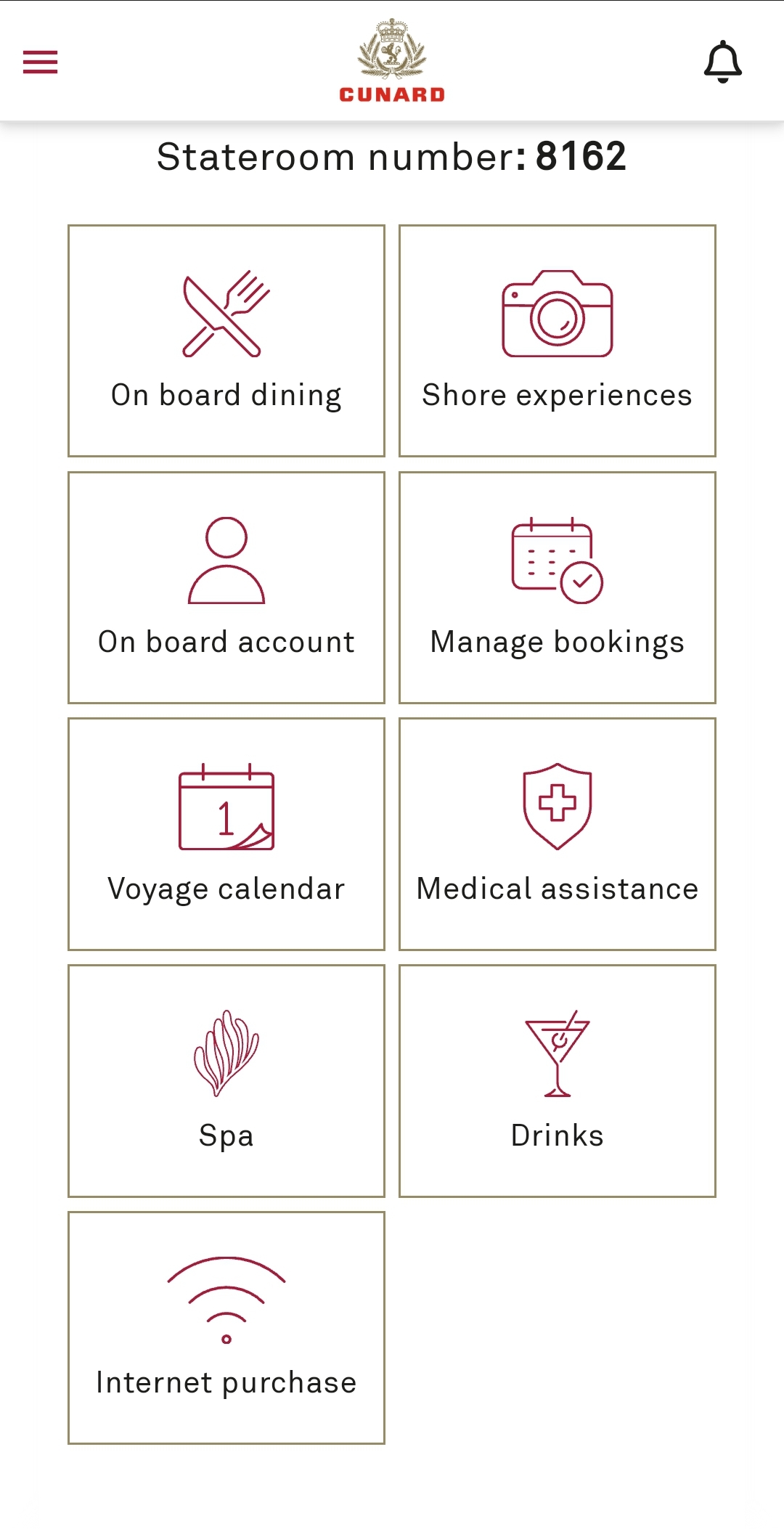 cunard cruise app