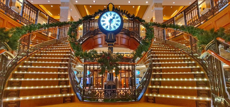 Clock and stairway Christmas Queen Elizabeth Paul and Carole Love to Travel