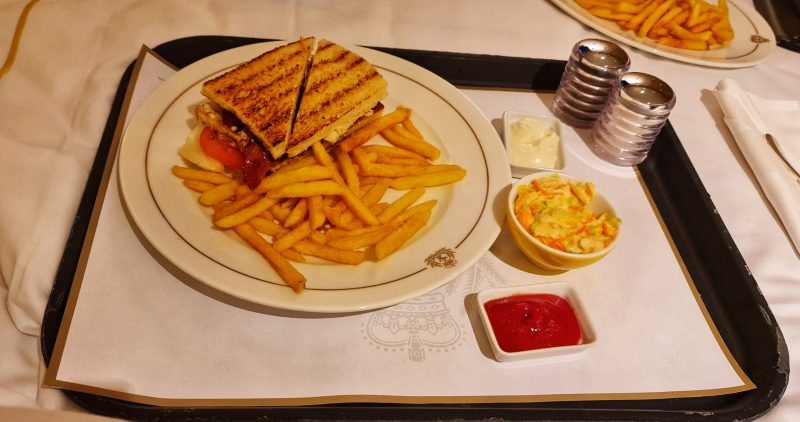 Cunard room service menu club sandwich Paul and carole