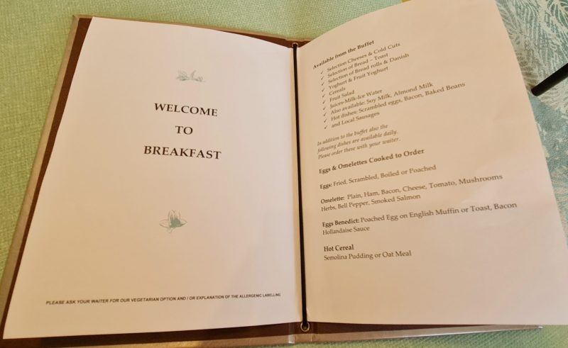 Breakfast menu tui Isla cruise ship review