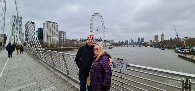 Paul and Carole on Waterloo bridge London