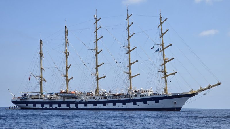 Royal Clipper sails down from tender Paul and Carole